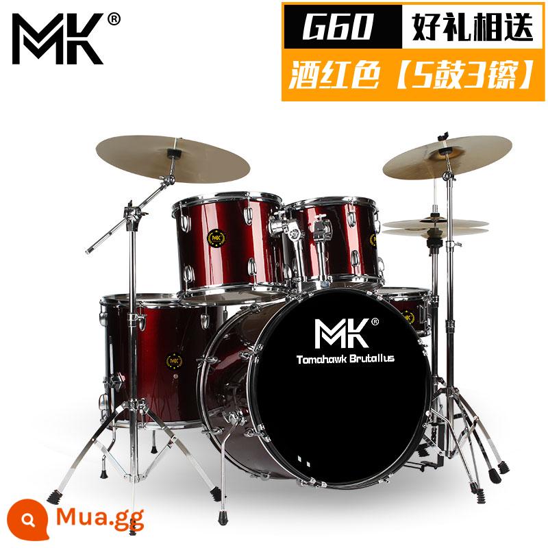 Bộ trống MK dành cho người lớn trẻ em tại nhà trống jazz 5 trống 234 鑔 cho người mới bắt đầu thực hành kiểm tra hiệu suất chuyên nghiệp - G60 rượu vang đỏ [5 trống 3 锔]