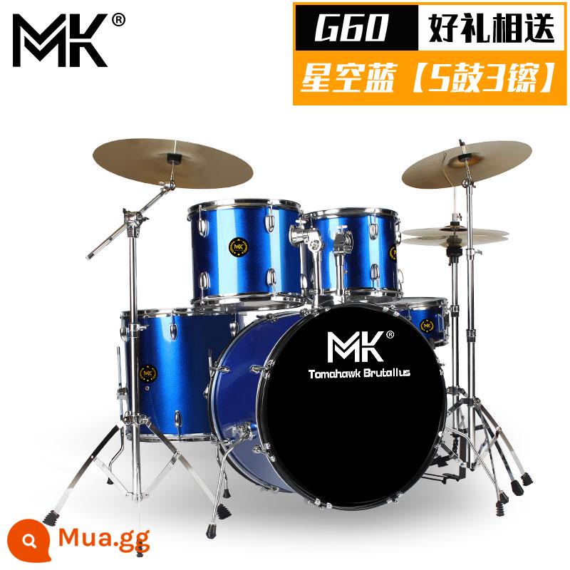 Bộ trống MK dành cho người lớn trẻ em tại nhà trống jazz 5 trống 234 鑔 cho người mới bắt đầu thực hành kiểm tra hiệu suất chuyên nghiệp - G60 bầu trời đầy sao xanh [5 trống 3 xu]