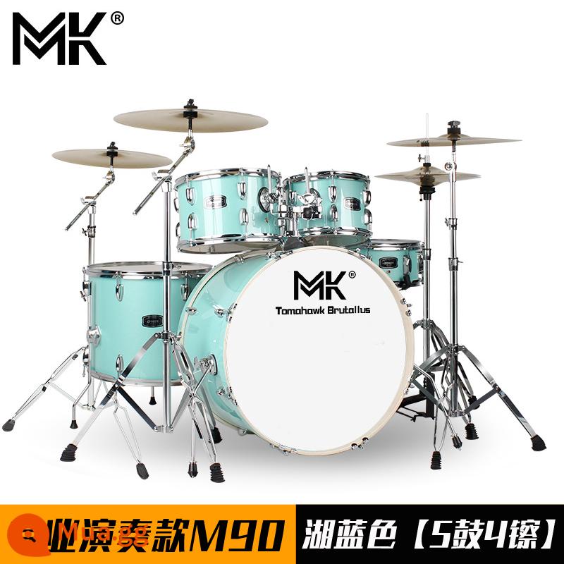 Bộ trống MK dành cho người lớn trẻ em tại nhà trống jazz 5 trống 234 鑔 cho người mới bắt đầu thực hành kiểm tra hiệu suất chuyên nghiệp - Mẫu biểu diễn chuyên nghiệp M90 hồ xanh [5 trống và 4 đồng xu]