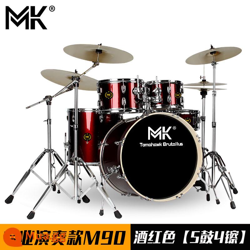 Bộ trống MK dành cho người lớn trẻ em tại nhà trống jazz 5 trống 234 鑔 cho người mới bắt đầu thực hành kiểm tra hiệu suất chuyên nghiệp - Mẫu biểu diễn chuyên nghiệp M90 màu đỏ tía [5 trống và 4 đồng xu]