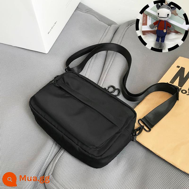 Túi satchel túi đeo chéo thông thường cho nam túi đeo vai ins thương hiệu hợp thời trang túi treo học sinh túi nhỏ xu hướng đường phố túi xách Nhật Bản - Bò túi đen