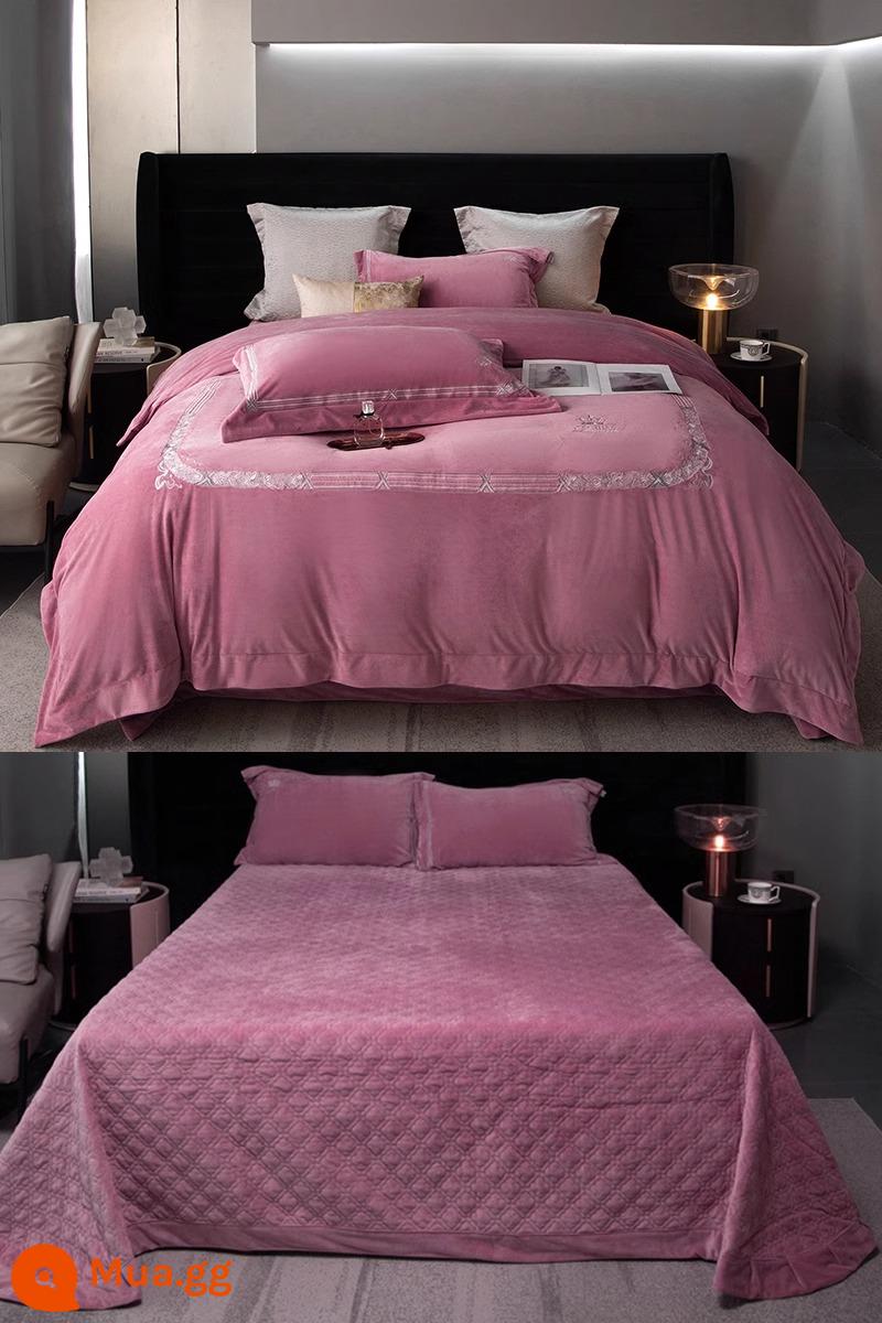 Mùa đông đặc làm dày đôi con nhung cotton cotton Bed Bed -alone Bed Bed Bia Cung cấp Cao -end Sữa Velvet Bed - bột đậu đỏ kiểu Earl