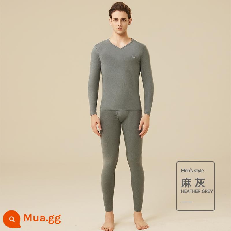 Catman 60 chiếc phương thức làm nóng quần áo nam áo len cotton kháng khuẩn đáy áo sơ mi mỏng quần áo mùa thu vệ sinh quần nữ phù hợp với - Nhóm A [60 modal kháng khuẩn] cổ chữ V nam - xám gai dầu