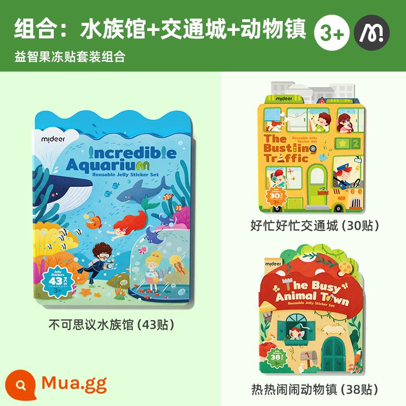 Sách dán thạch di động cho trẻ em Mideer Sách dán cho bé 2-3 tuổi Sách yên tĩnh rèn luyện sự tập trung - 3 cuốn: Giao thông+Động vật+Đại dương