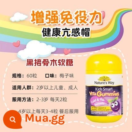 Kẹo dẻo Natures Way Jiasmin trẻ em bổ sung canxi kẽm đa vitamin VC cho bé 60 viên của Úc - Màu tím