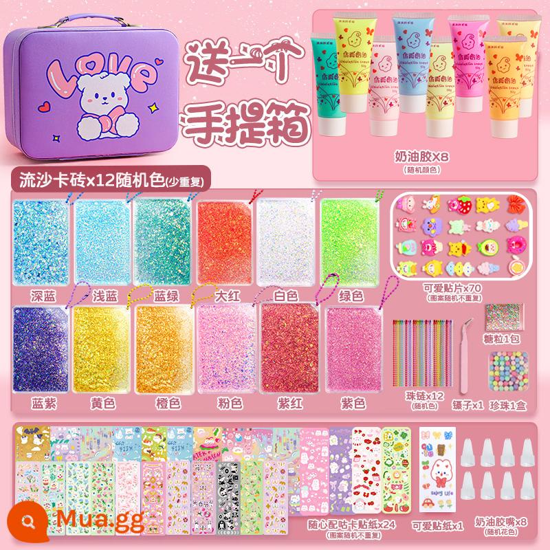 Quicksand Guka Brick Set Quicksand Guka Bricks Gula Brick Card Guka Kuka Mahjong Is Not Gu Gu Gu Bu Gu Gu Gu Gu Gu Ku Ku Card và Sticker Chuck Card Magnet cho Girls and Children - ⭐[Gói quà tặng sang trọng dành cho người dùng đầu tiên] Gói quà tặng keo dán gạch cát lún lớn (túi da màu tím)