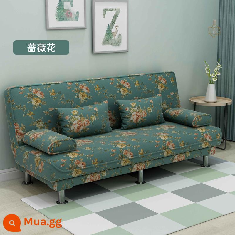 Sofa giường đôi đơn giản gấp gọn đa năng đôi 3 người cho thuê phòng khách căn hộ nhỏ sofa vải lười - Hoa hồng