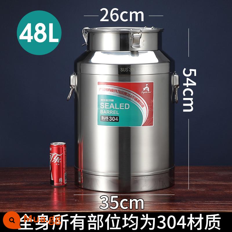 Thép không gỉ 304 kín thùng trà hộ gia đình có thể vận chuyển thùng dày ăn được dầu đậu phộng thùng sữa thùng rượu thùng dầu - Thép 304 48L 70kg dầu Φ35 * chiều cao 54cm