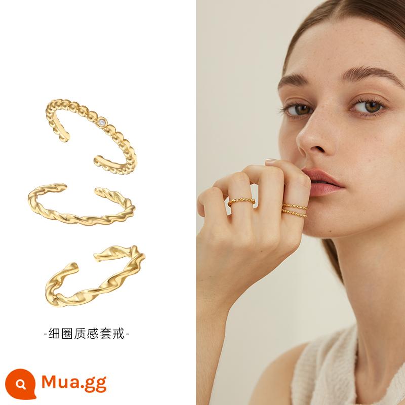 Nhẫn tròn trơn Onchic nữ thiết kế theo xu hướng ins mạ vàng 18K cao cấp mở ngón trỏ Quà tặng năm mới - kết cấu vòng tròn tốt