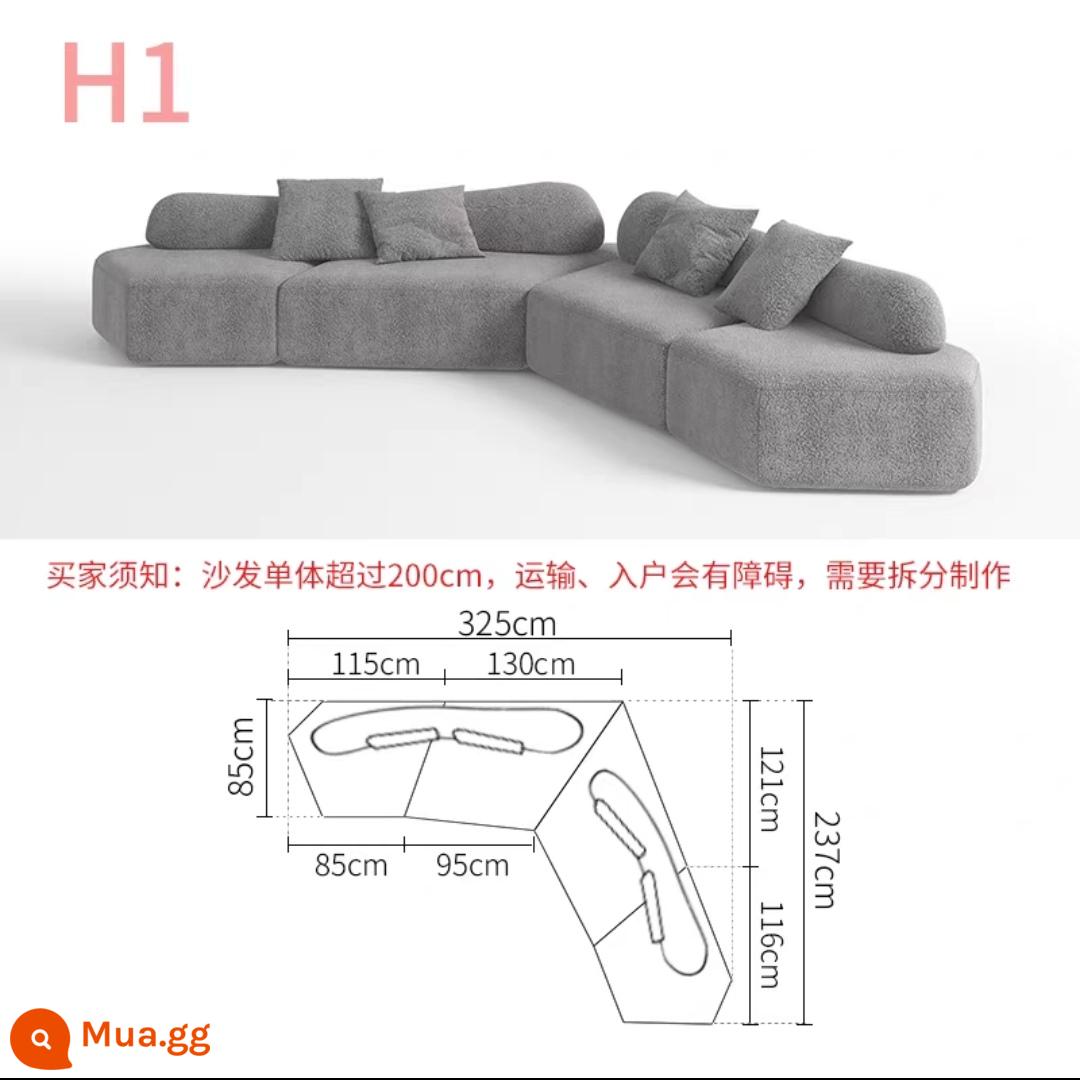 Biệt thự sang trọng ghế sofa đá cao cấp phong cách Jingji căn hộ nhỏ nhà thiết kế sáng tạo vải hình đặc biệt kiểu kem có thể tháo rời và giặt được - Bảo hành mười năm* Kết hợp H1