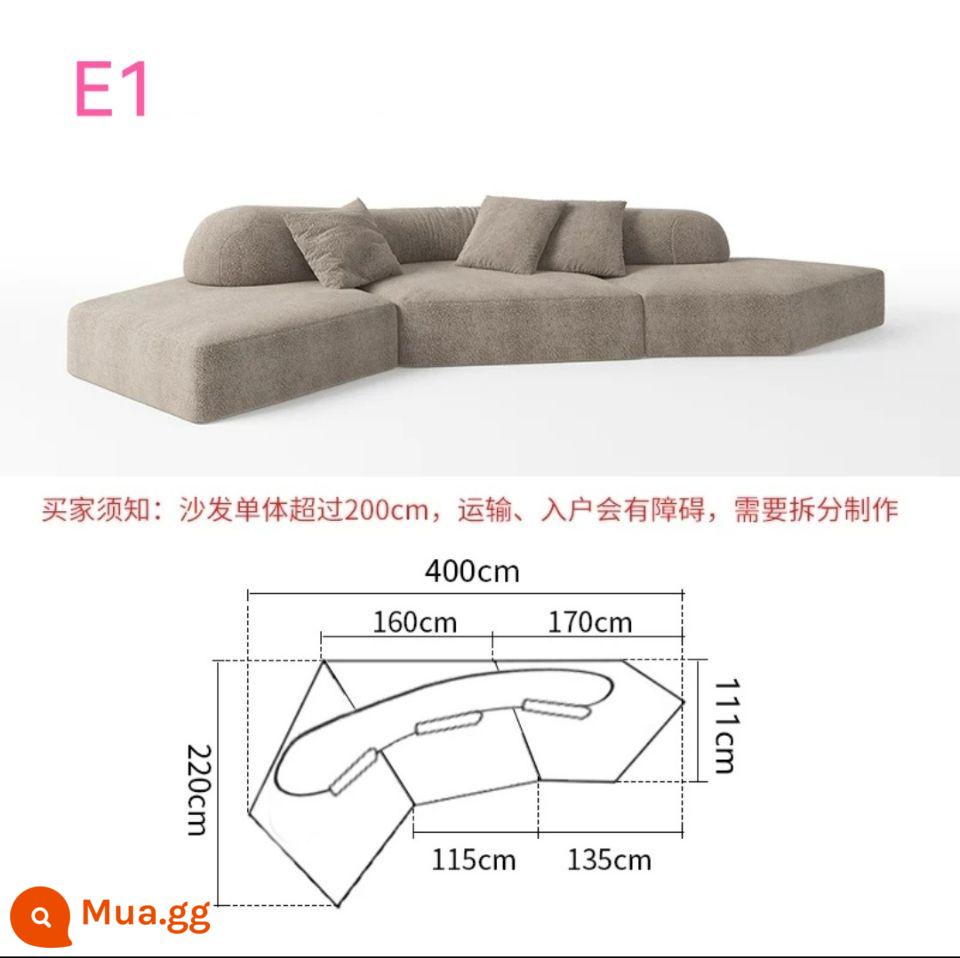 Biệt thự sang trọng ghế sofa đá cao cấp phong cách Jingji căn hộ nhỏ nhà thiết kế sáng tạo vải hình đặc biệt kiểu kem có thể tháo rời và giặt được - Bảo hành 10 năm* Tổ hợp E1