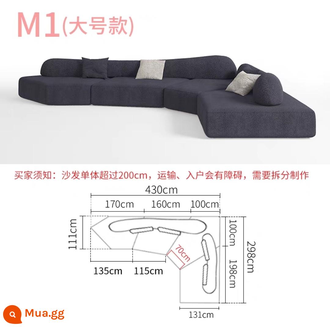 Biệt thự sang trọng ghế sofa đá cao cấp phong cách Jingji căn hộ nhỏ nhà thiết kế sáng tạo vải hình đặc biệt kiểu kem có thể tháo rời và giặt được - Bảo hành mười năm* Kết hợp M1