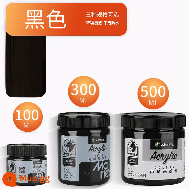 Sơn acrylic thương hiệu Marley 500ml chai lớn trắng đen 300 vàng sơn tường đặc biệt chống nước pha loãng sơn thuốc nhuộm tranh tường vẽ tay màu không phai graffiti kem chống nắng trẻ em tự làm - đen/mới