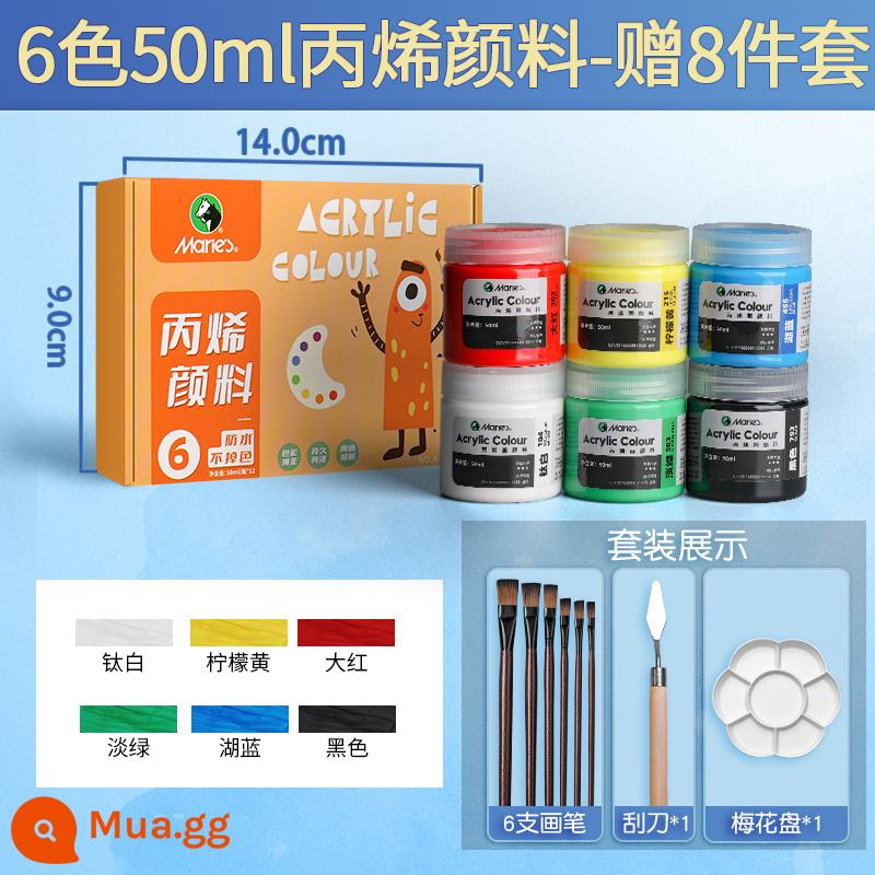 Sơn acrylic thương hiệu Marley 500ml chai lớn trắng đen 300 vàng sơn tường đặc biệt chống nước pha loãng sơn thuốc nhuộm tranh tường vẽ tay màu không phai graffiti kem chống nắng trẻ em tự làm - Bộ 6 màu 50ml [hộp quà phiên bản quái vật]