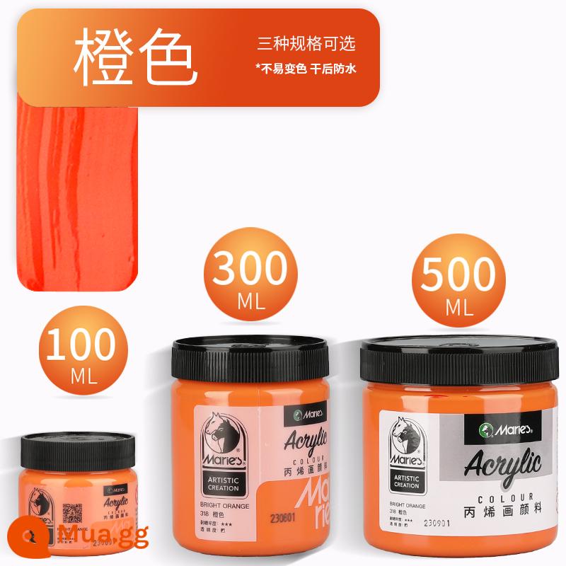 Sơn acrylic thương hiệu Marley 500ml chai lớn trắng đen 300 vàng sơn tường đặc biệt chống nước pha loãng sơn thuốc nhuộm tranh tường vẽ tay màu không phai graffiti kem chống nắng trẻ em tự làm - cam/mới