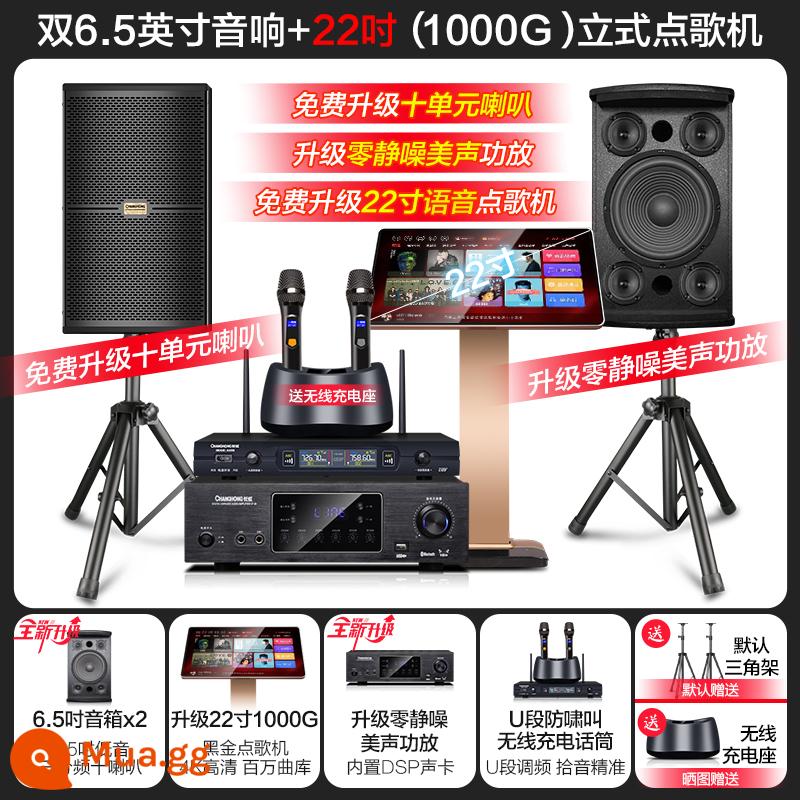 Changhong K10 House KTV Audio Đặt một bộ đầy đủ các bộ khuếch đại năng lượng nhà bài hát Karaokek Song - [3] Bộ 10 loa 3 chiều 6,5 inch 3 chiều + máy karaoke 22 inch 1T + micro sạc