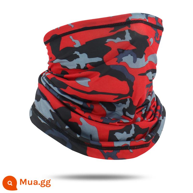 Mặt Nạ Chống Nắng Băng Lụa Băng Đô Cài Tóc Turban Gọng Nam Cổ Bao Mùa Hè Khăn Choàng Cổ Thể Thao Ngoài Trời Xe Đạp Mặt Khăn Đi Thiết Bị - Sữa Ice Silk Phong Cách-Ngụy Trang Đỏ [1 Gói]