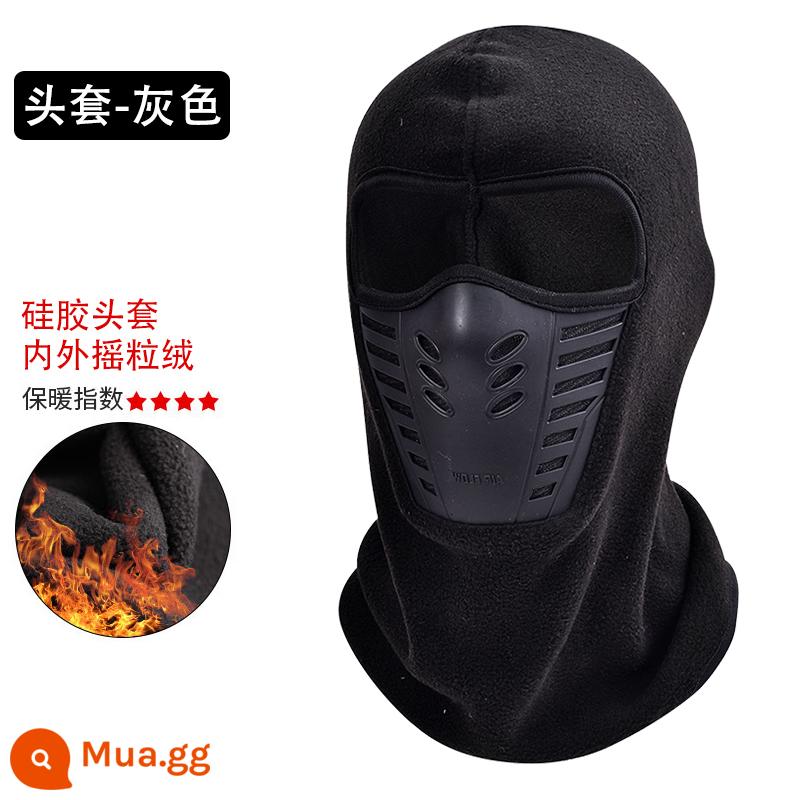 Chống Gió Hood Mặt Nạ Nam Mùa Đông Đi Ấm Cổ Cổ Xe Đạp Khăn Mặt Xe Máy Cổ Bao - Đen [Lông cừu cực bên trong và bên ngoài, chịu lạnh và ấm áp]