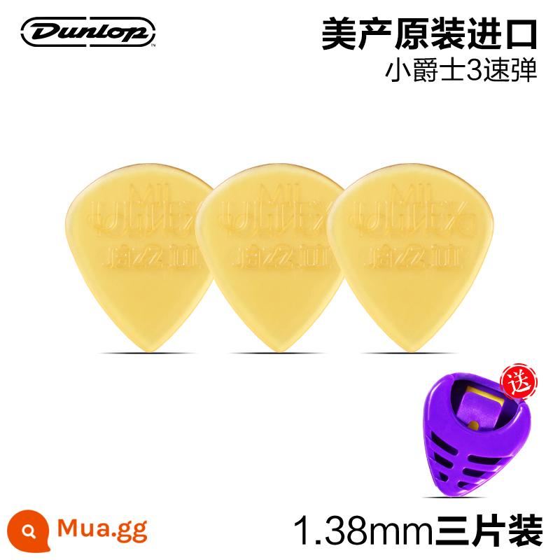 Sáu khúc đàn Dunlop Đàn guitar acoustic điện Dunlop pick ballad quả bom tốc độ dây chống trượt chống mài mòn Jazz3 khúc lò xo - [Bộ ba món] Little Jazz 1.38mm + kẹp gắp miễn phí