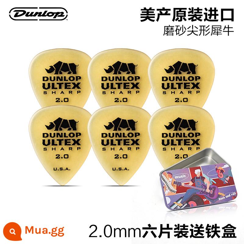 Sáu mảnh của Dunlop Dunlu Power Power Guitar Cosmetic Dân gian Muji Speed ​​Bomb Anti -Slide Cleaning Rhino Spring Film - [Gói sáu chiếc] Tê giác 2.0mm+ đi kèm hộp sắt