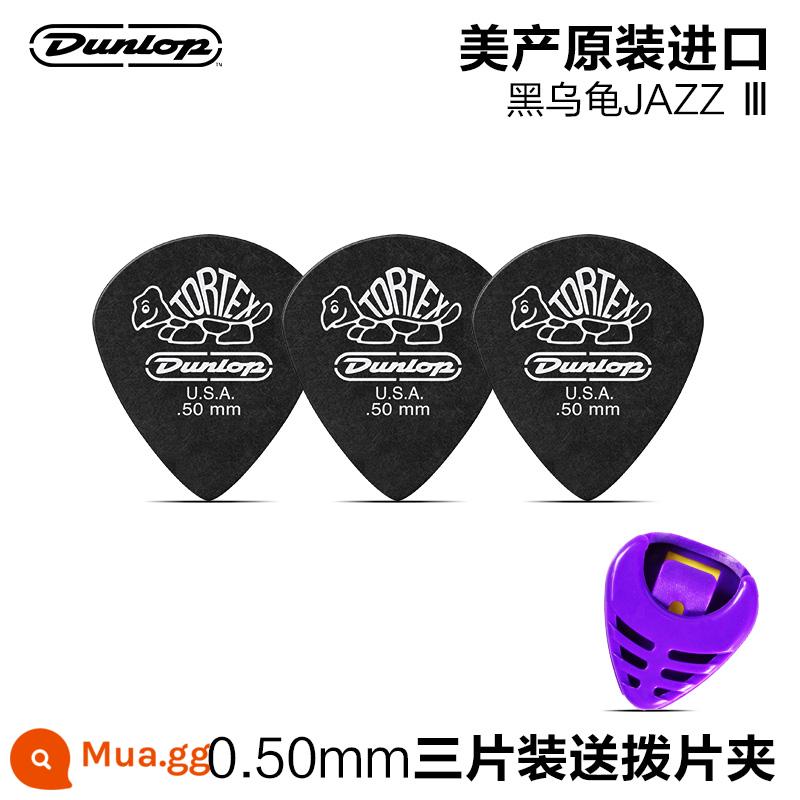 Bộ 6 cây đàn Dunlop Dunlop ballad điện acoustic chọn con rùa nhỏ Jazz3 mờ gảy đàn lò xo - [Gói Ba] Đen 0.5mm + Kẹp gắp miễn phí