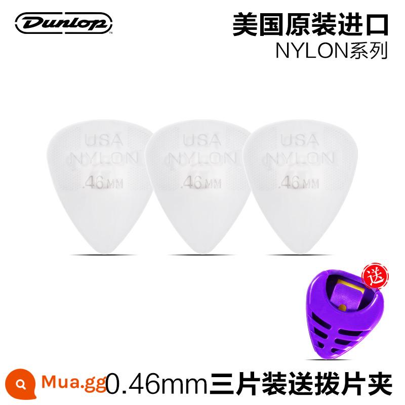 Sáu mảnh Dunlop Nylon do Mỹ sản xuất Dunlop nylon mái chèo bom tốc độ chống trượt điện gỗ đàn guitar ngón tay mảnh mùa xuân - [Gói Ba] Kẹp gắp NYLON 0,46mm+