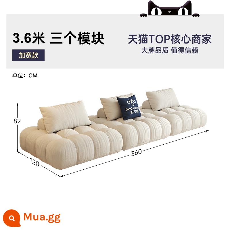 Sofa vải Pashaman khối đậu phụ Pháp kích thước kem căn hộ sáng tạo mô-đun có thể tháo rời kết hợp sofa - 3,6 mét, ba mô-đun [cảm giác ngồi phồng như sáp mềm, tùy chọn cảnh vuông vừa và lớn]