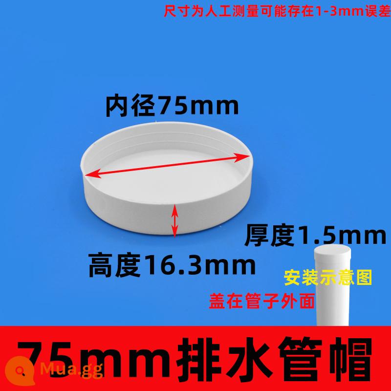 Nắp ống nhựa PVC 160 nút chặn thoát nước nắp ống thép 5 nắp bảo vệ 110 phụ kiện 200 đầu bịt ống cống phụ kiện ống nhựa pvc - 75 phích cắm bên ngoài màu trắng