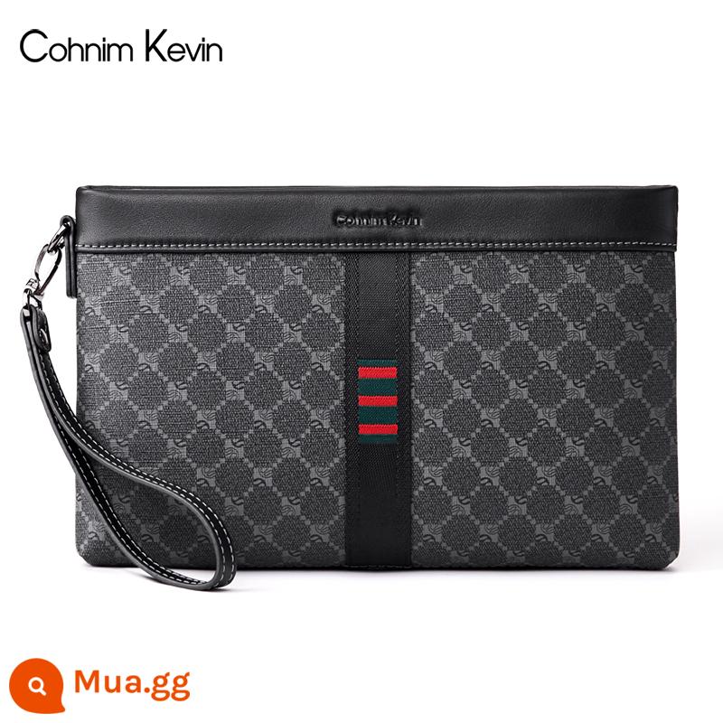 Túi xách Cohnim Kevin da nam cao cấp dung tích lớn Clutch túi da mềm kiểu phong bì Túi Clutch - 212 màu đen