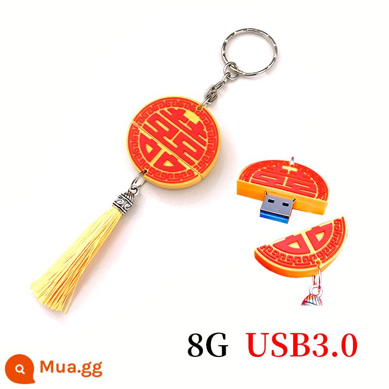 Hạnh phúc nhân đôi ổ đĩa flash 64g tùy chỉnh in logo đám cưới độ nét cao cá tính sáng tạo USB kỷ niệm quà tặng nhạc cụ kỷ niệm tốc độ cao - Ổ đĩa flash USB Double Happiness 3.0 8G