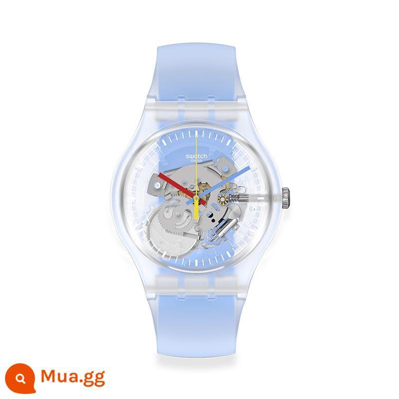 Swatch Swatch Đồng hồ Thụy Sĩ nam và nữ đồng hồ thạch anh xu hướng màu sắc đơn giản cổ điển phong cách đường phố - SUOK156 màu xanh mới trong suốt