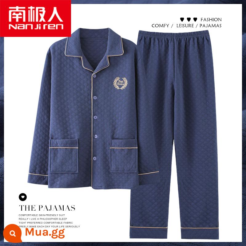 Nanjiren Bộ Đồ Ngủ Thu Đông Nam Cotton Nguyên Chất Trung Niên Bố Dày Mỏng Chần Bông Không Khí Phục Vụ Gia Đình Phù Hợp Với - NJR-KM6001