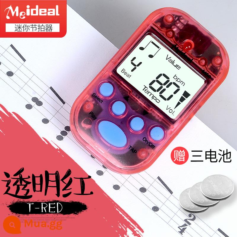 Tuyệt Vời Sĩ M50 Mini Máy Nhịp Nhạc Cụ Điện Tử Đa Năng Máy Nhịp Đàn Piano Đàn Violin Guzheng Nhịp Điệu - Màu đỏ trong suốt/3 pin miễn phí