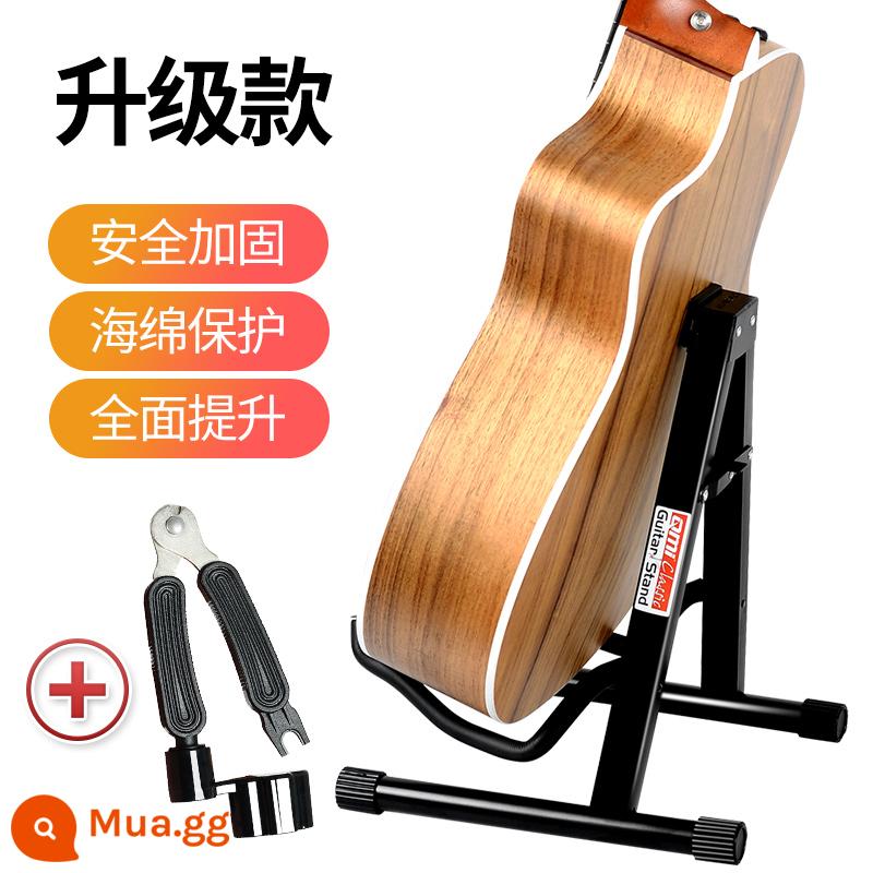 Giá đỡ đàn guitar hình chữ A bằng kim loại, giá đỡ đàn guitar điện dân gian gấp dọc, giá đỡ đàn violin phổ thông bass sàn - [Mẫu nâng cấp] Đen + Bộ đổi dây ba trong một