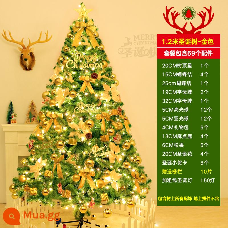 Cây thông Noel cao cấp 1,8 mét gói trang trí Giáng sinh mã hóa cây vàng và đỏ phối màu Bộ phụ kiện nhà - Gói vàng cây thông Noel 1,2m