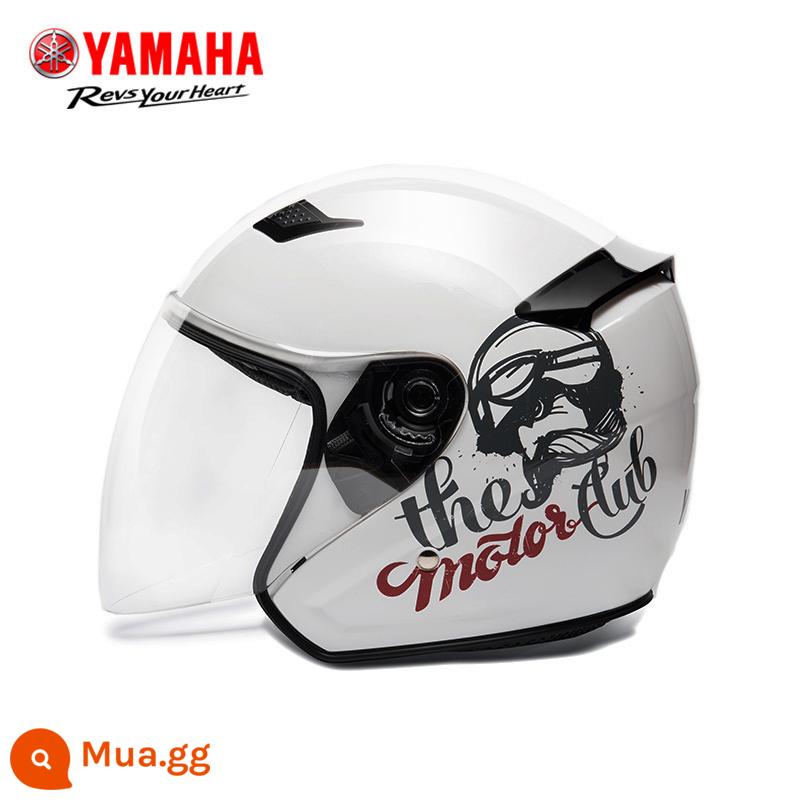 YAMAHA Mũ bảo hiểm an toàn cho xe máy điện Yamaha Mũ bảo hiểm an toàn cho nam và nữ bốn mùa được chứng nhận 3C Mũ bảo hiểm nửa mùa thu đông - Đề can màu trắng (phiên bản veneer)