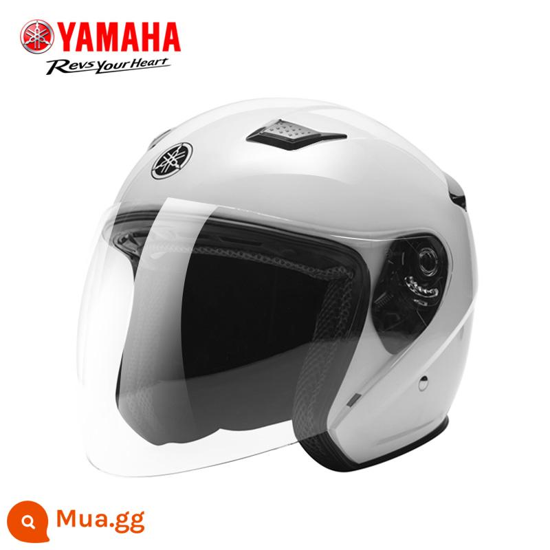 YAMAHA Mũ bảo hiểm an toàn cho xe máy điện Yamaha Mũ bảo hiểm an toàn cho nam và nữ bốn mùa được chứng nhận 3C Mũ bảo hiểm nửa mùa thu đông - Màu trắng (phiên bản tráng men)