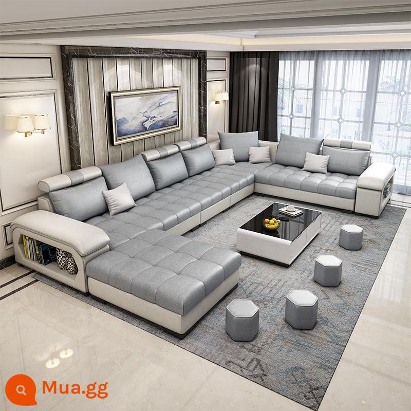 Sofa vải đơn giản hiện đại căn hộ lớn nhỏ phòng khách Bắc Âu công nghệ cao su Sofa vải 2023 kết hợp mới - Model màu trắng bạc (vải công nghệ nano)