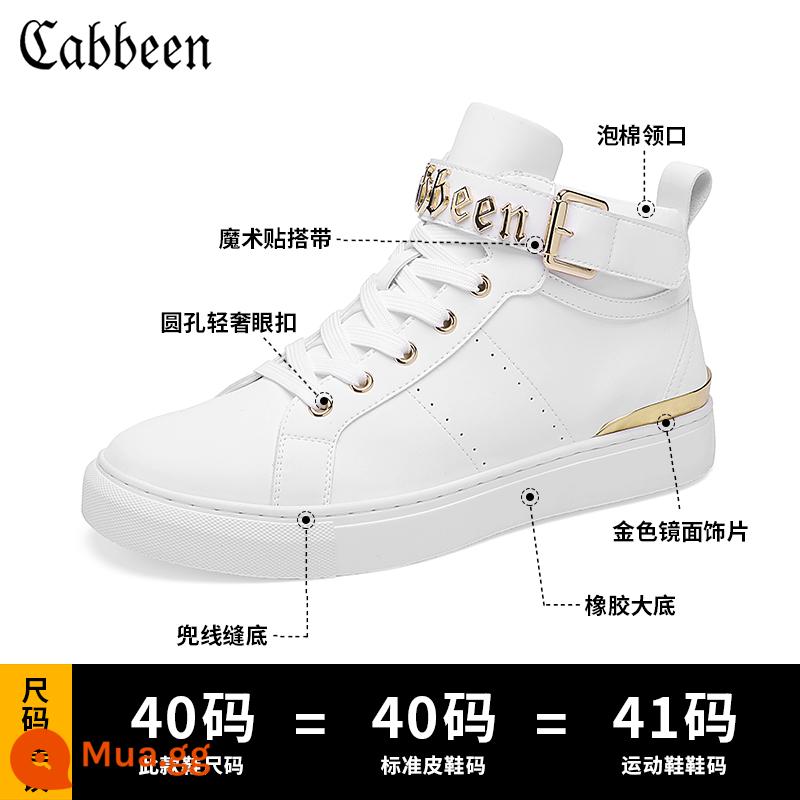 Carbine Giày Cao Cổ Nam Giày Sneaker Nam Mùa Đông 2022 Giày Thể Thao Nam Xu Hướng Mới Plus Giày Cotton Nhung - Trắng