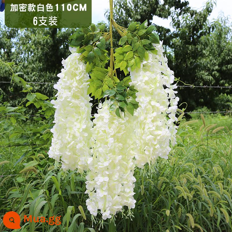 Mô phỏng Wisteria hoa hoa giả tím treo trần hoa cây nho trong nhà trang trí đám cưới mây nhựa dải hoa cây nho - Kiểu mã hóa mở rộng màu trắng (6 miếng)