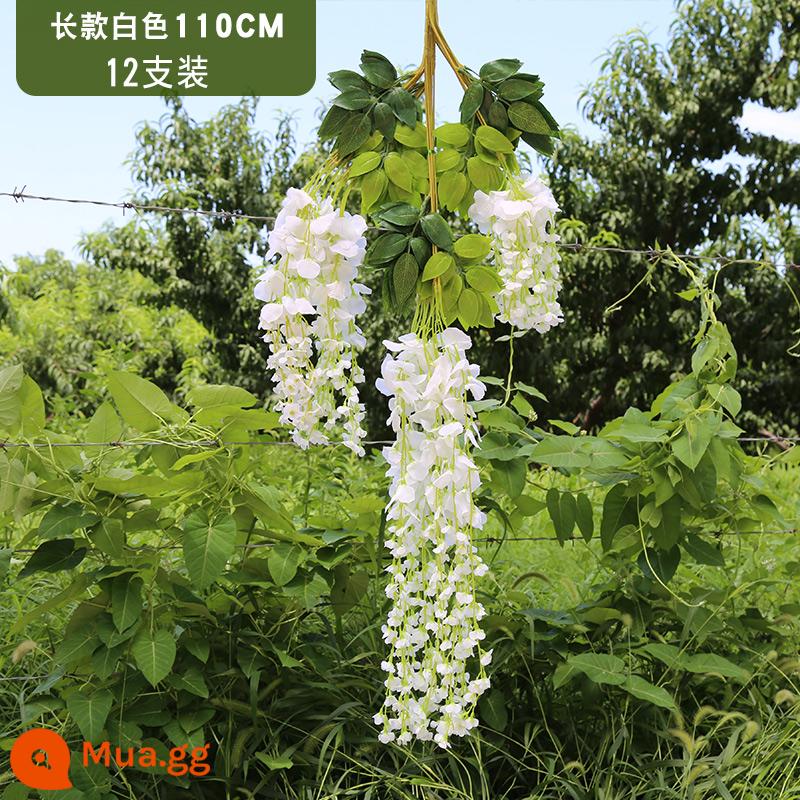 Mô phỏng Wisteria hoa hoa giả tím treo trần hoa cây nho trong nhà trang trí đám cưới mây nhựa dải hoa cây nho - Loại dài màu trắng (12 miếng)