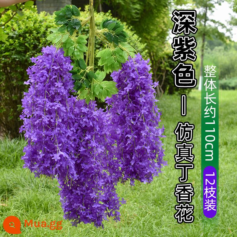 Mô phỏng Wisteria hoa hoa giả tím treo trần hoa cây nho trong nhà trang trí đám cưới mây nhựa dải hoa cây nho - Tử đằng tím đậm mã hóa mới (6 miếng)