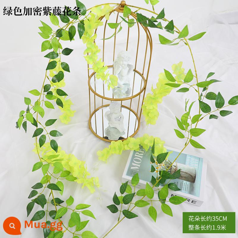 Mô phỏng Wisteria hoa hoa giả tím treo trần hoa cây nho trong nhà trang trí đám cưới mây nhựa dải hoa cây nho - 1 dải wisteria mã hóa màu xanh lá cây