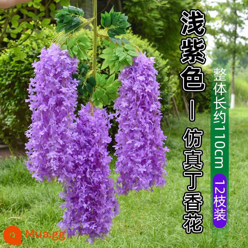 Mô phỏng Wisteria hoa hoa giả tím treo trần hoa cây nho trong nhà trang trí đám cưới mây nhựa dải hoa cây nho - Hoa tử đằng mật mã mới màu tím nhạt (6 chiếc)