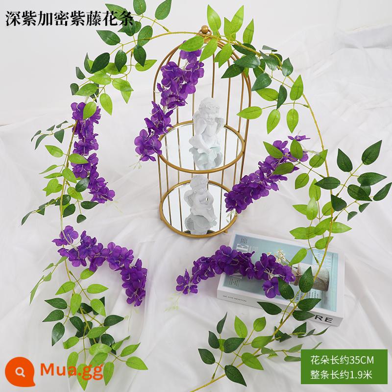 Mô phỏng Wisteria hoa hoa giả tím treo trần hoa cây nho trong nhà trang trí đám cưới mây nhựa dải hoa cây nho - 1 dải hoa tử đằng mã hóa màu tím đậm