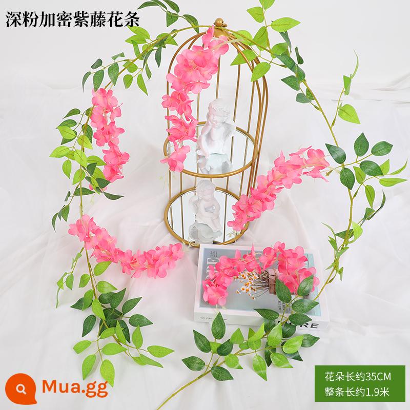 Mô phỏng Wisteria hoa hoa giả tím treo trần hoa cây nho trong nhà trang trí đám cưới mây nhựa dải hoa cây nho - 1 dải hoa tử đằng mã hóa màu hồng