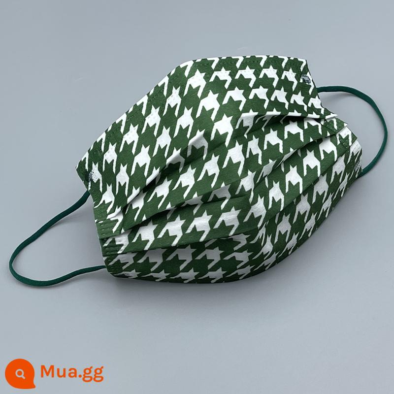 Mặt nạ độc lập ba lớp màu houndstooth cà phê đen xanh đậm với vải tan chảy bảo vệ tai thoáng khí - Bao bì độc lập dành cho người lớn houndstooth màu xanh đậm