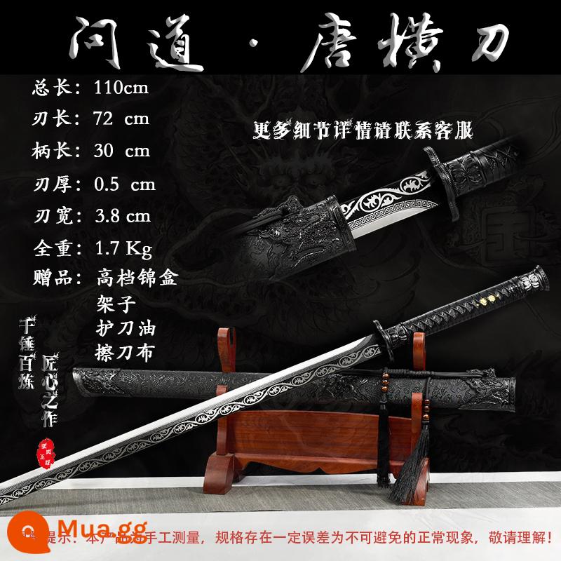 Tang Hengdao Longquan Town House Sword tích hợp kiếm thêu lò xo dao thép mangan Tang gươm dao vũ khí lạnh tự vệ không có lưỡi - Gray hỏi [hiệu suất chi phí cao]