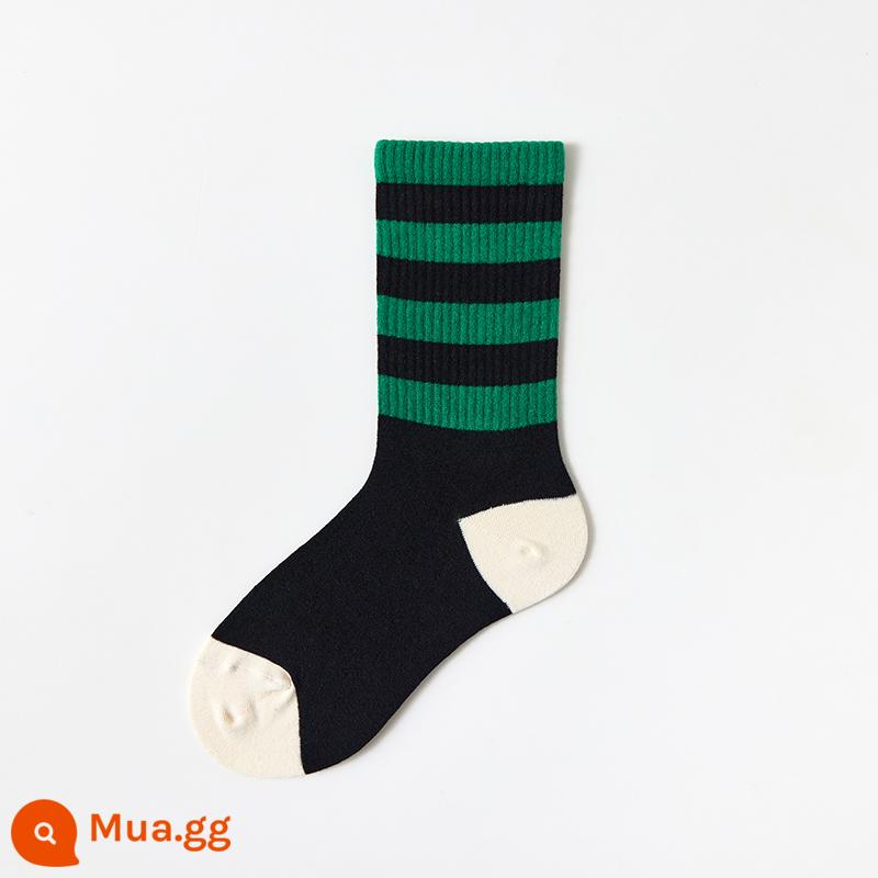 NickSocks đen trắng kẻ sọc cổ điển khuôn mặt tươi cười vớ ống giữa cổ điển phối màu cổ điển cặp vớ thủy triều phiên bản Hàn Quốc - vạch sọc