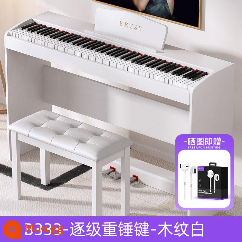 Đàn piano điện tử Betsy Hồng Kông Búa 88 phím tại nhà Đàn piano điện tử nhỏ dành cho người mới bắt đầu Kiểm tra chứng chỉ giáo viên mẫu giáo - B333 Chìa khóa búa nặng được phân loại màu trắng hạt gỗ